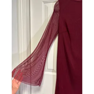 RIHOAS Women's Burgundy Mesh Bell Sleeve Mini Dress Size S NWT thumbnail 3