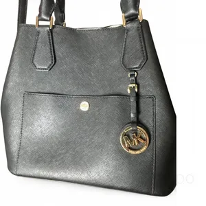 Michael Kors Saffiano Leather Greenwich Grab Bag Satchel Purse-long strap black thumbnail 2