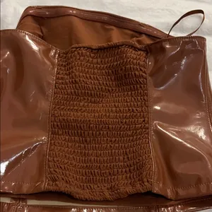 Anthropologie Chocolate Faux Leather Bustier thumbnail 4