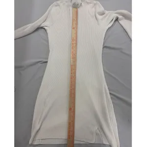 Hollister White Ribbed Knit Long Sleeve Mini Dress XL Crew Neck Bodycon thumbnail 7