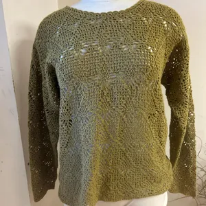 Forenza Vintage whimsical crochet knit green fairy top size M thumbnail 1