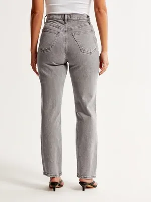 Abercrombie Curve Love 90s Straight Ultra High Rise Gray Jeans Size 27 thumbnail 7