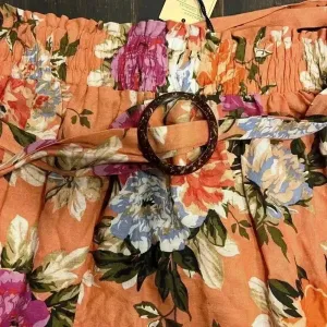 Rachel Roy Floral Paperbag Waist Skirt Orange Summer‎ Boho Chic Belted F11 thumbnail 2