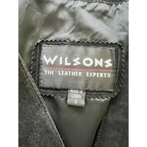 Wilson’s Suede Leather Black Bolero‎ Style Jacket Snap Front Small Motorcycle thumbnail 5