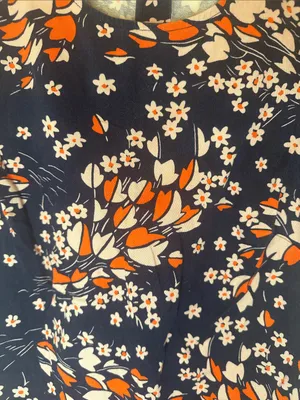 Boden Navy Dress with Coral & Blush‎ Floral Print size 8 EUC thumbnail 3