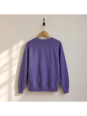 Vintage Purple Floral Hand Painted Sweatshirt Crewneck Fits Medium 80s 90s thumbnail 2