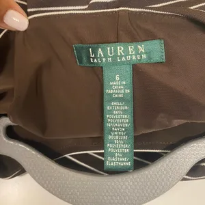 LAUREN RALPH LAUREN Boatneck Long Sleeve Brown Cream Stripe Dress‎ Sz 6 NWT $189 thumbnail 4