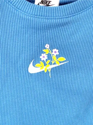 Nike Women's Sportswear Essential Cropped Ribbed Tank Blue Size XS NEW thumbnail 3