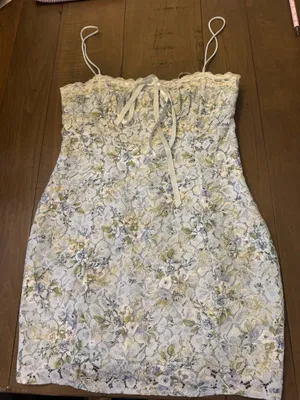 For Love & Lemons Small $198 Claire Lace Floral Mini Dress Lace Ribbon Bow thumbnail 3