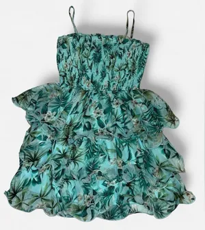 Miss Avenue Floral Print Tiered Ruffle Mini Dress Size Small Tropical Resort thumbnail 1