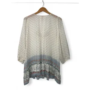 SUNDANCE | L | Blouse Top Womens Shirts Semi Sheer Embellished Beaded Pullover thumbnail 4