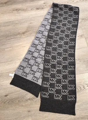Michael Kors‎ Logo Scarf Black and Grey MK Pattern Thick Knit Winter Scarf thumbnail 1