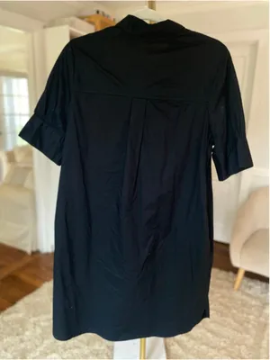 Old‎ Navy Black Cotton Shirt Mini Dress Quiet Luxury Minimalist S Classic Boho thumbnail 3