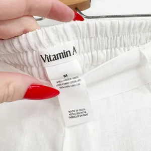 Vitamin A Womens Tallows White 100% Linen Coastal Beachy Wide Leg Pants Size M thumbnail 5