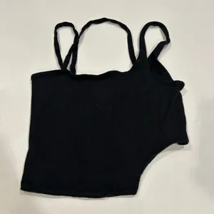 FP Movement Black Ribbed Double Strap Crop Cami Tank Top Small thumbnail 1