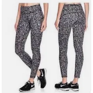 NIKE Epic Run Dri-FIT Performance Tights Black Gray Leopard Print Leggings SZ XL thumbnail 2
