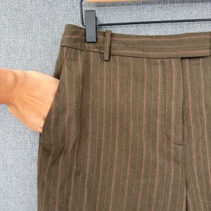 Brooks Brothers 346 Y2K Womens Brown Pinstripe 100% Wool Dress Pants Size 10 thumbnail 4