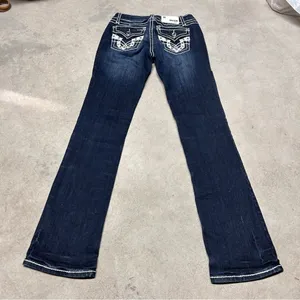 Grace in LA Women's Dark Wash Embellished Western Boot Cut Jeans Size 27 thumbnail 5