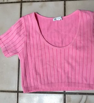 Brand New Zara SEAMLESS TOP Pink Size Large thumbnail 1