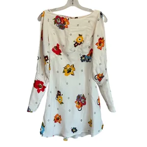 Free People Heart of Gold‎ Cream Floral Cold Shoulder Mini Dress Size 0 OB802996 thumbnail 4