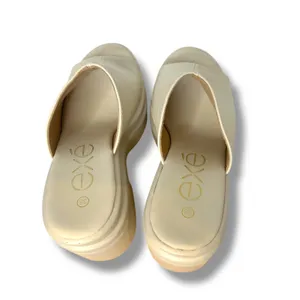 EXE TM 403 Wedge‎ Heel Platform Sandals Beige Size 38 Slip On Open Toe Chunky thumbnail 7