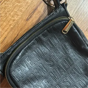 Steve Madden Black Leather Womens Crossbody Bag with Jacquard strap thumbnail 10