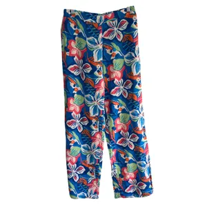 Sincerely Jules Tropical Floral Linen Blend‎ Wide Leg Pants Blue Pink Medium NWT thumbnail 11