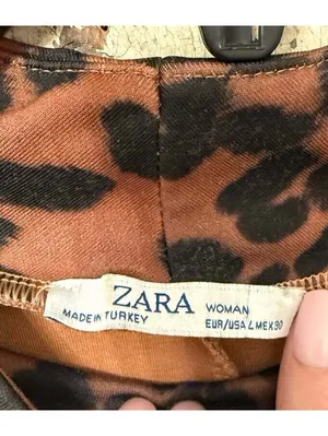 ZARA Woman Animal Leopard Print Mock Neck Stretchy Maxi Dress Large thumbnail 4