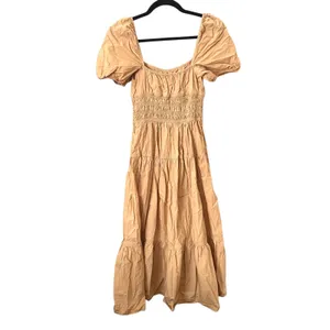 ARITZIA Wilfred Allegoria Poplin Midi‎ Dress Tan Small thumbnail 2