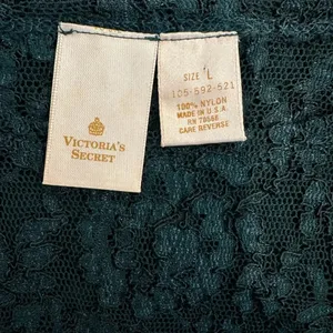 Victoria‎ Secret vintage lace hunter green sheer top large thumbnail 5