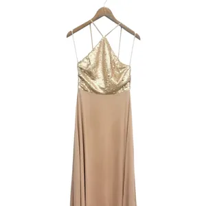 Lulus The Best Part Matte Gold Sequin Maxi Dress size Medium NWT thumbnail 6
