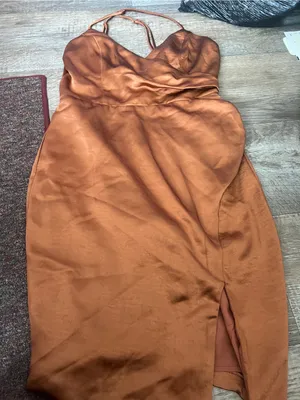Lulus Rust Satin Slip Dress thumbnail 6