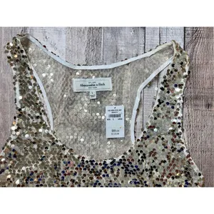 Abercrombie and Fitch Gold Sequin Tank Racer Top‎ LARGE Holiday Party NWT $88 thumbnail 8
