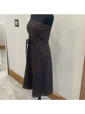 Banana Republic Brown Eyelit Strapless dress Size 10 thumbnail 3