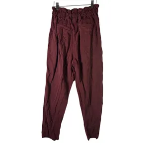 Free People Womens Paperbag Jogger Pants Burgundy‎ Drawstring Cotton XS Boho thumbnail 2
