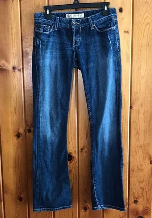 BKE denim sierra boot cut jeans size 27x31 1/2 darker western jeans country thumbnail 1
