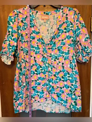 Show me Your MuMu Womens Leslie Top High/Low Violets Garden Floral Print Blouse thumbnail 8