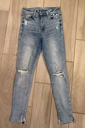 American Eagle Outfitters Faded Blue Ripped Skinny Jeans thumbnail 1