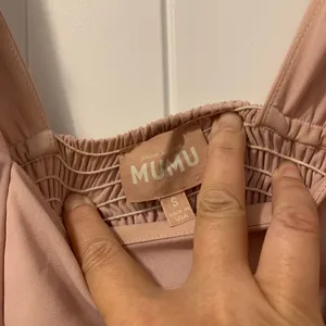 Show Me Your Mumu Square Neck Fitted Bodice Dress Size Small Blush Color Ties thumbnail 5
