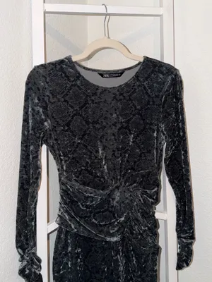 ZARA Crushed Velvet Mini Dress Medium thumbnail 3