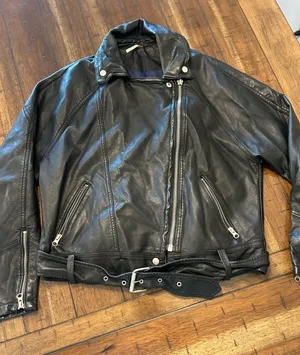 Free People Melanie Moto Jacket XS Black Faux Leather Belted Biker thumbnail 1