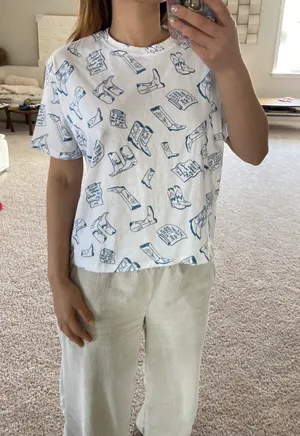 ZARA Western Boots Printed Tee. Xs thumbnail 6