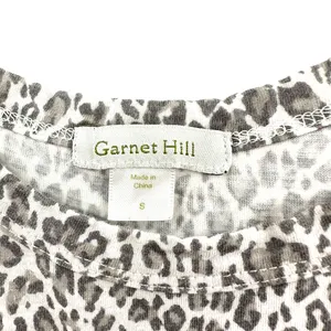 Garnet Hill size small sleeveless tiered dress white gray leopard print cotton‎ thumbnail 3