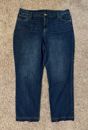 High Waisted Dark Wash FlexX Straight Ankle Jeans thumbnail 1