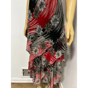 Y2K Jessica Taylor Red Black Floral Sequin Ruffle Midi Dress 286 NWT Medium thumbnail 3