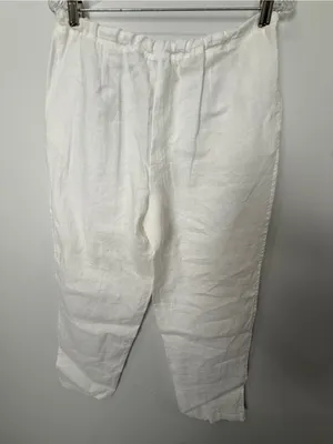 White Linen Drawstring Pants Size M thumbnail 5