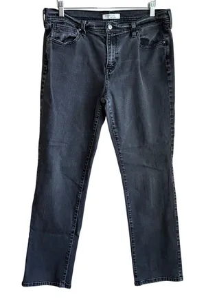 Levi's 505 Straight Leg Jeans 14M Black Women's Stretch Denim thumbnail 1
