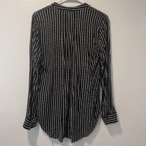 Anthropologie Maeve Size-8‎ Tunic Top Calia Black Geometric Stripe Buttondown thumbnail 10