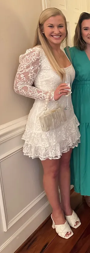 Yumi Kim White Lace Dress With Ruffle Sleeves And Hem thumbnail 7