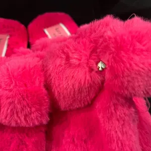 Kate Spade Vibrant Pink Fuzzy Slippers NWOT thumbnail 3